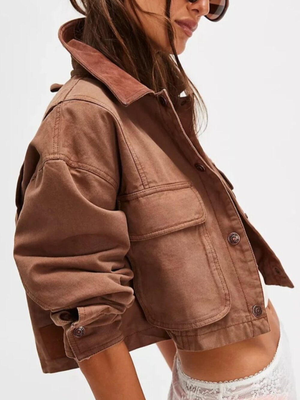 We The Free (Free People) Women's Martha Workwear Jacket In Coco Cream  NWT